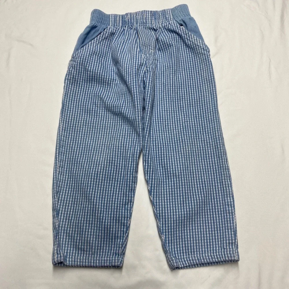 Vintage OshKosh B'gosh Crew Striped Pants Blue White Sailboat Made in USA 3T
